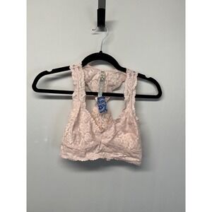 Free People Womens Gallon Lace Floral Pink Racerback‎ Lace Bralette Sz: M NWT